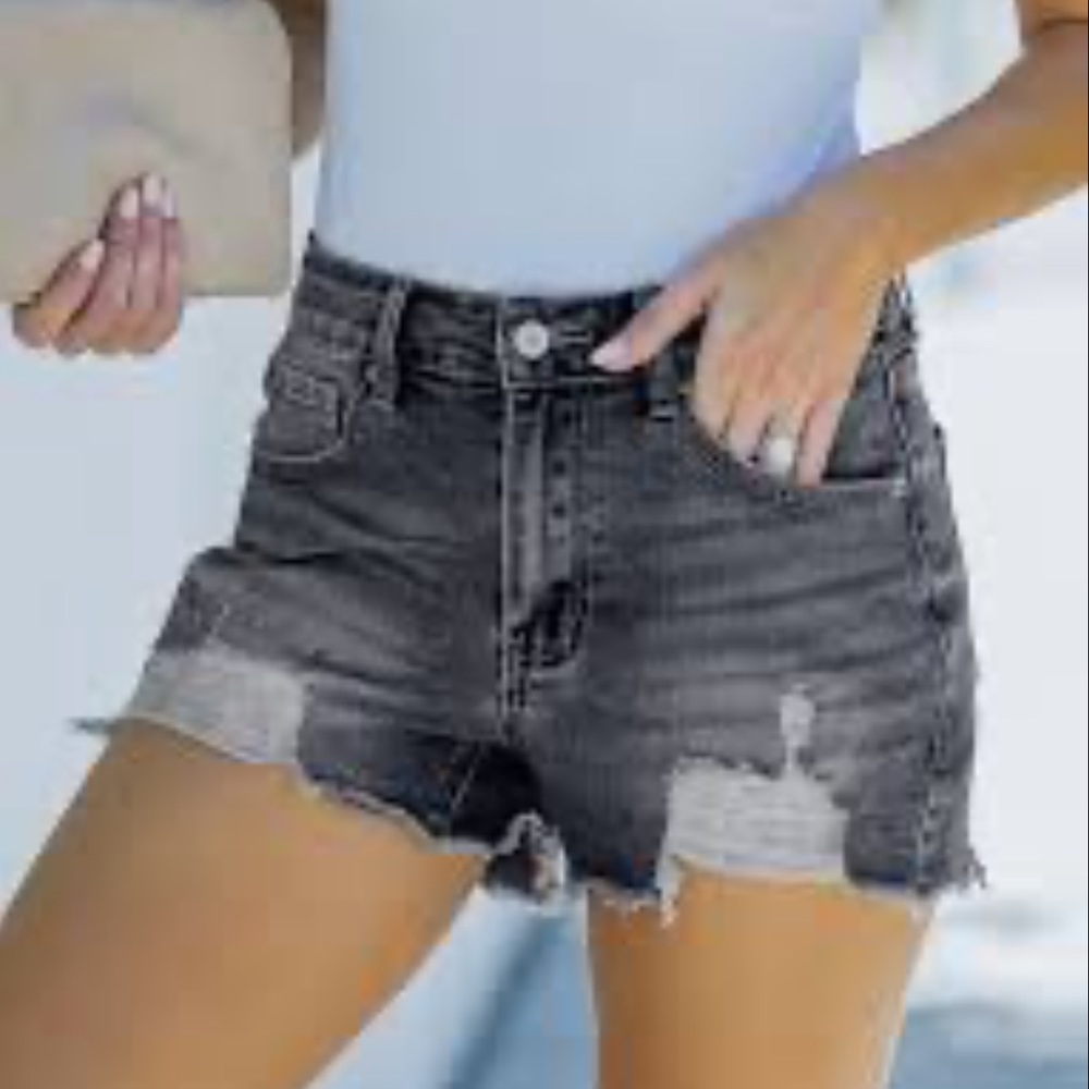 Old Navy Gray Distressed Denim Shorts